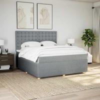 Boxspring met matras stof lichtgrijs 180x200 cm