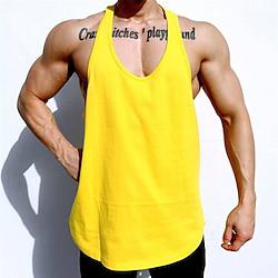 Voor heren Training tanktop Hardlooptanktop Mouwloos Ves / Mouwloos Casual Sportkleding Katoen Ademend Sneldrogend Zacht Sportschooltraining Hardlopen Wandelen Sportkleding Sportkleding Effen Zwart Lightinthebox