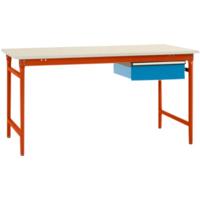 Manuflex BB5241.2001 Compleet bijzettafel basis stationair met melamine schijf + enkele lade, bxdxh: 1250 x 800 x 780 mm Rood-oranje (RAL 2001)