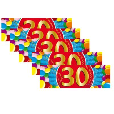 30 jaar leeftijd sticker - 5x - 19 x 6 cm - verjaardag - jubileum - versiering 30 jaar leeftijd sticker - 5x - 19 x 6 cm - verjaardag - jubileum - versiering