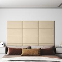 Wandpanelen 12 st 2,16 m² 60x30 cm stof crèmekleurig - thumbnail