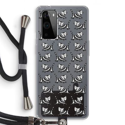 Zwarte poes: OnePlus 9 Pro Transparant Hoesje met koord