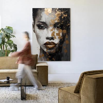 Urban Cotton Wandkleed 'Golden Girl' 80 x 110cm in Frame - black