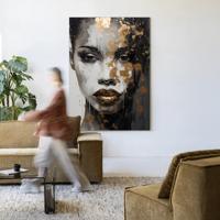Urban Cotton Wandkleed 'Golden Girl' 80 x 110cm in Frame - black