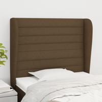 Hoofdbord met randen 83x23x118/128 cm stof donkerbruin