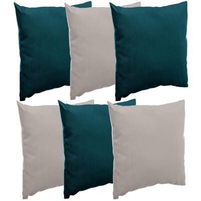 Bank/sier/tuin kussens voor binnen/buiten set 6x stuks emerald groen/taupe 40 x 40 cm