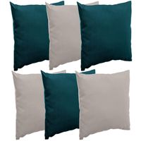 Bank/sier/tuin kussens voor binnen/buiten set 6x stuks emerald groen/taupe 40 x 40 cm - thumbnail