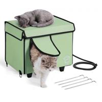 VEVOR Kattenhuis Kattengrothut Verwarmd 42x33x39cm Groen (S)