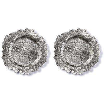 Diner onderborden - 2x - zilver - kunststof - 33 cm - dineren