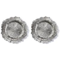 Diner onderborden - 2x - zilver - kunststof - 33 cm - dineren