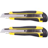 Afbreekmes - 2x - profi - snijmes - werkmes - 18 mm - geel