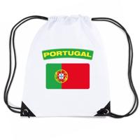 Portugal thema sporttas - nylon rijgkoord rugzak - wit met vlag print - supporters