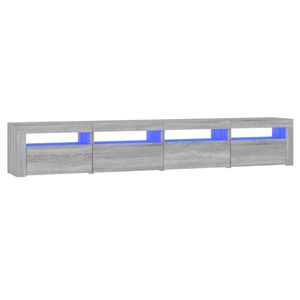 The Living Store TV-meubel - Grijs Sonoma Eiken - 240x35x40cm - RGB LED-verlichting