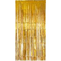 Folie deurgordijn versiering - goud - 200 x 100 cm - Feestartikelen - Brandvertragend