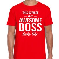 Awesome Boss tekst t-shirt rood heren