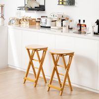Set van 2 Barkrukken Inklapbaar Barstoel van Bamboe met Voetensteun Keukenstoel Zithoogte 61 cm Barkruk voor Keuken/Tuin/Bar Natuur Set van 2 Barkrukken Inklapbaar Barstoel van Bamboe met Voetensteun Keukenstoel Zithoogte 61 cm Barkruk voor Keuken/Tuin/Bar Natuur