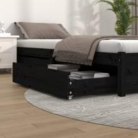 Bedlades 2 st massief grenenhout zwart - thumbnail