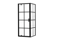 Luca Varess Vidor douchecabine met draaideur en vaste zijwand 80 x 80 cm Square glas mat zwart profiel - thumbnail