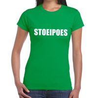Stoeipoes tekst t-shirt groen dames