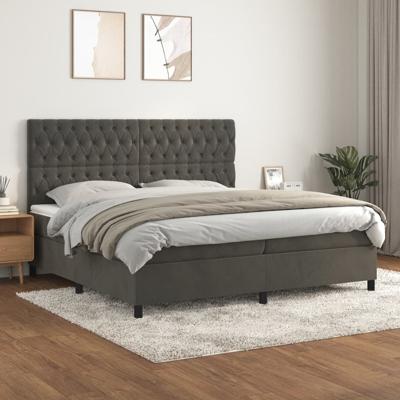 Boxspring met matras fluweel donkergrijs 200x200 cm