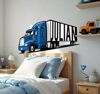 Gepersonaliseerde blauwe vrachtwagen speelgoed sticker