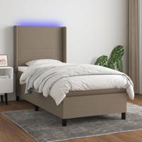 Boxspring met matras en LED stof taupe 90x190 cm