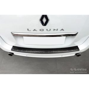 Zwart RVS Bumper beschermer passend voor Renault Laguna III Grandtour 2007-2015 'Ribs' AV245337