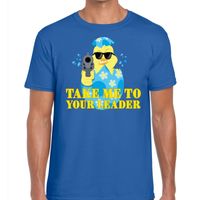 Fout paas t-shirt blauw take me to your leader voor heren