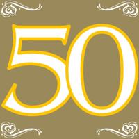 Folat 50 jaar feest tafel servetten - 60x stuks - verjaardag/jubileum - 33 x 33 cm - versiering