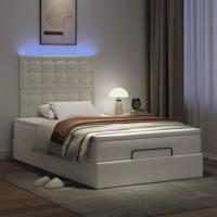 Ottoman bed met matras en LED's 120x190 cm kunstleer wit Ottoman bed met matras en LED's 120x190 cm kunstleer wit