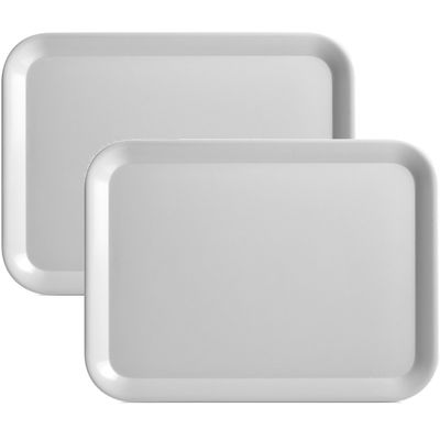 Set van 2x stuks grijze dienbladen rechthoek melamine 43 x 32 cm