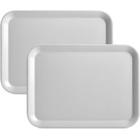 Set van 2x stuks grijze dienbladen rechthoek melamine 43 x 32 cm - thumbnail