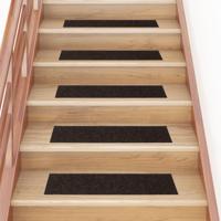 VidaXL Trapmatten zelfklevend 15 stuks 76x20 cm donkerbruin rechthoekig