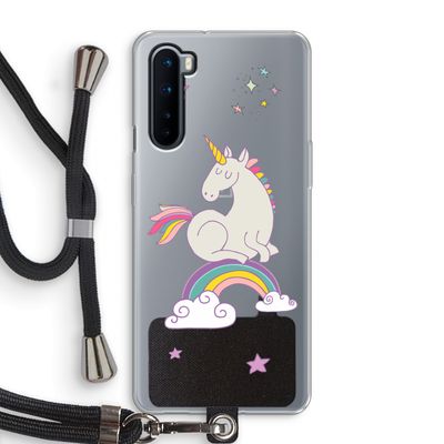 Regenboog eenhoorn: OnePlus Nord Transparant Hoesje met koord
