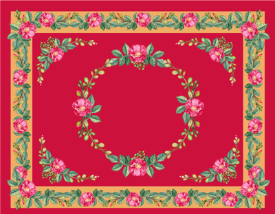 Vintage bloemmotief vinyl tapijt rood