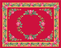 Vintage bloemmotief vinyl tapijt rood