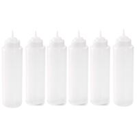 Doseerfles/sausfles - 6x stuks - kunststof - transparant - met schenktuit - 1000ml - 22 cm