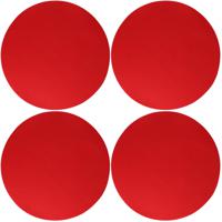 Wicotex Placemats Uni - 4x - rood - rond 38 cm - anti slip laag - Teflon coating toplaag