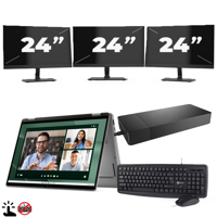 Dell Latitude 5290 2-in-1 (Zonder Toetsenbord) - Intel Core i5-8e Generatie - 12 inch - Touch - 8GB RAM - 256GB SSD - Windows 11 Home + 3x 24 inch Monitor