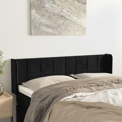 Hoofdbord met randen 147x16x78/88 cm fluweel zwart