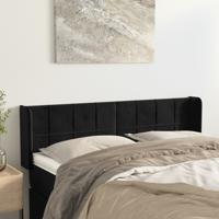 Hoofdbord met randen 147x16x78/88 cm fluweel zwart