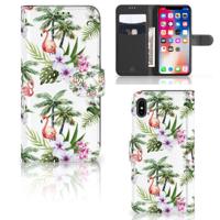 Apple iPhone Xs Max | Telefoonhoesje | Met pasjeshouder | Flamingo Palms