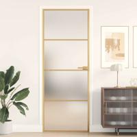 VidaXL Binnendeur smal 76x201,5 cm gehard glas en aluminium goudkleur VidaXL Binnendeur smal 76x201,5 cm gehard glas en aluminium goudkleur