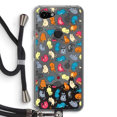 Kleurrijke katten: Pixel 3a Transparant Hoesje met koord