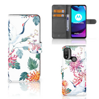 Motorola Moto E20 | E30 | E40 Telefoonhoesje met Pasjes Bird Flowers - thumbnail