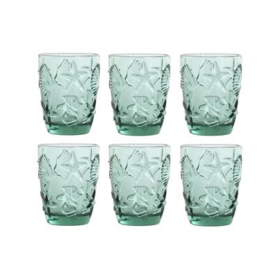 Glazenset Home ESPRIT Turkoois Kristal Mediterrane Met reliëf 290 ml (6 Stuks)