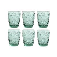 Glazenset Home ESPRIT Turkoois Kristal Mediterrane Met reliëf 290 ml (6 Stuks)