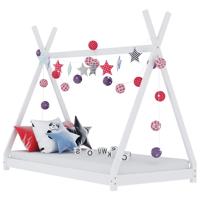 Kinderbedframe massief grenenhout wit 80x160 cm