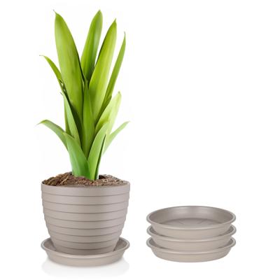 Plantenschotel - 3x - taupe - kunststof - Dia 20 cm - onderschotel/opvangschaal