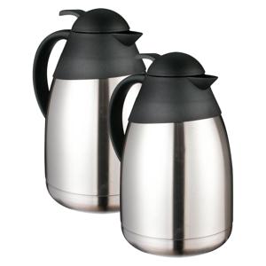 Thermoskan - 2x - 1.5L - dubbelwandig - RVS - mat - koffie en thee